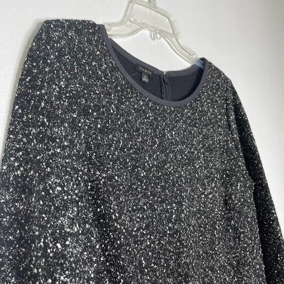 Talbots Dress 12 Black Bouclé Knit Tweed Sheath 3/4 Sleeve Holiday Classic NEW - Picture 2 of 9